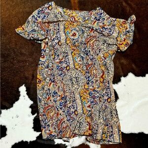 Paisley, short sleeve ruffle dress